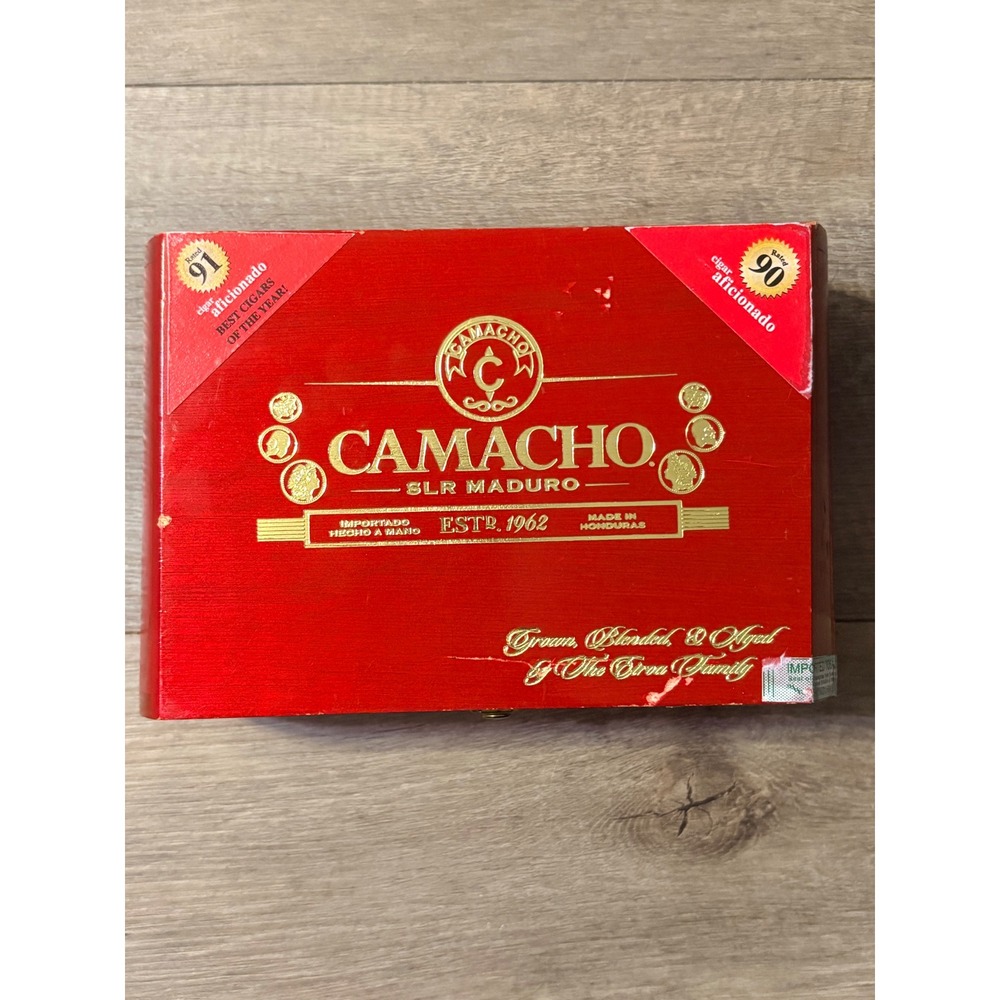 Camacho SLR Maduro Special Limited Reserve Rothschild Empty Wooden Cigar Box Red